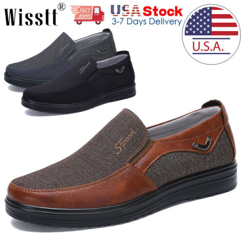 Mens Dress Shoes Slip on Driving Canvas Leather Casual Boots Loafers Moccasins