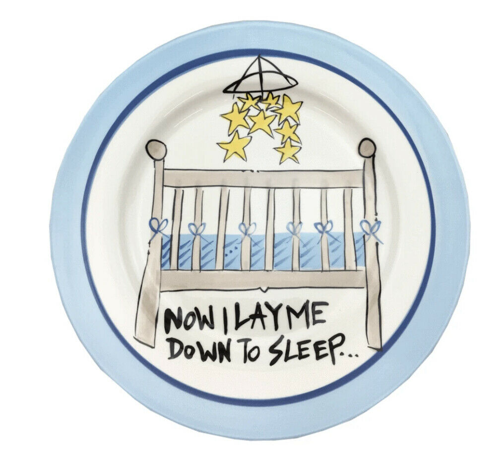 New Magnolia Lane "now I Lay Me Down To Sleep" Ceramic Crib Plate Boy
