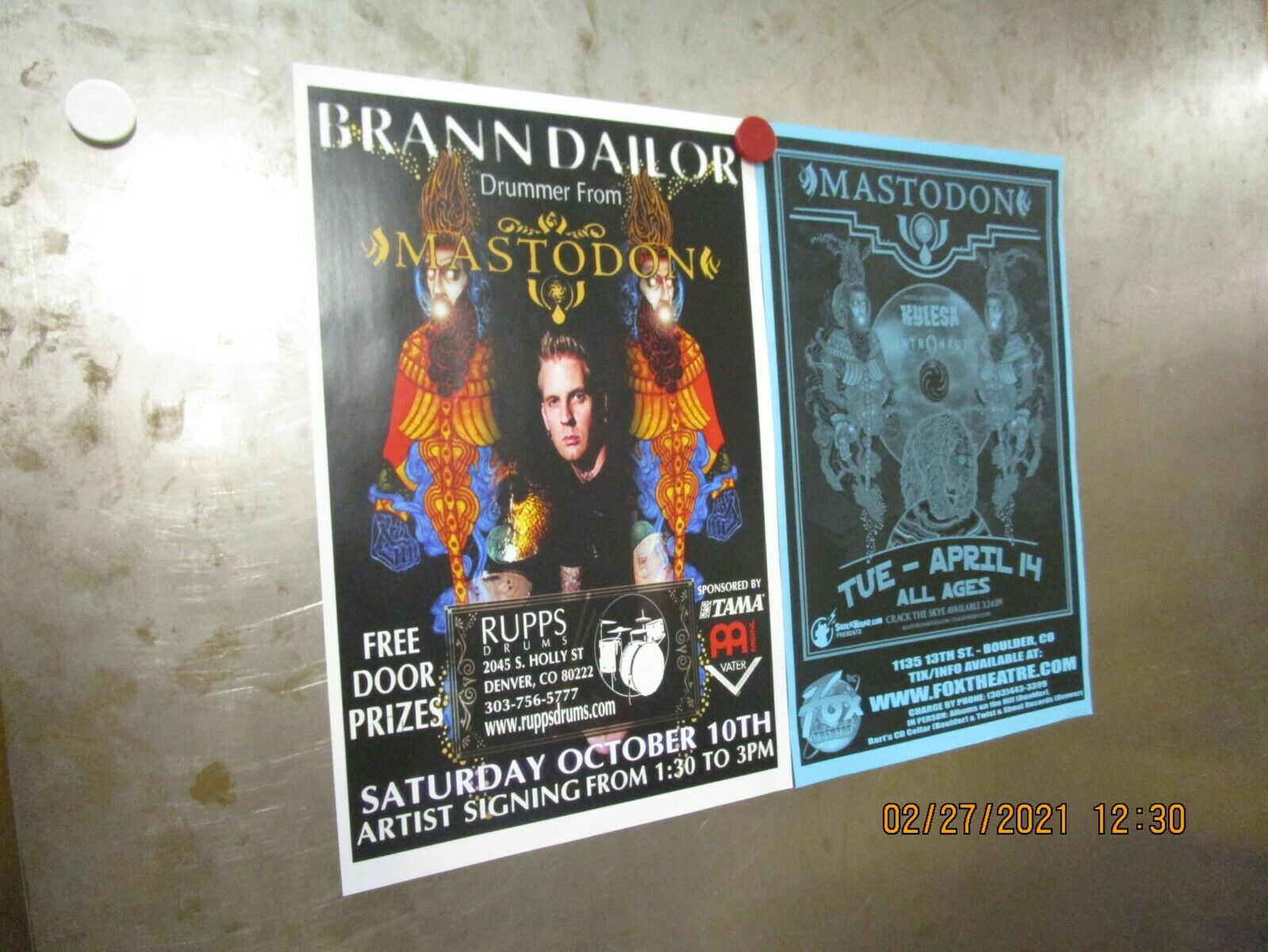 Mastodon Lot Of 2 Show Posters Rupps Drums Denver/fox Boulder Brann Dailor Metal