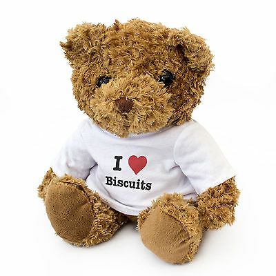 NEW - I LOVE BISCUITS - Teddy Bear Cute And Cuddly - Gift Present Birthday Xmas