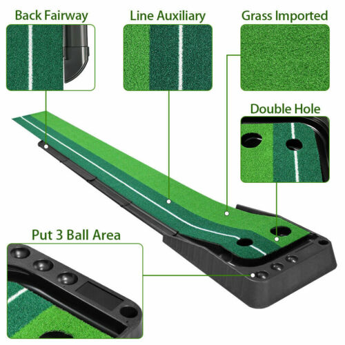 9.85Ft Golf Putting Green Golf Trainer Aid Practice Mat Auto Ball Return Indoor