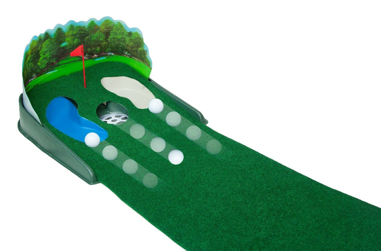 Put N Hazard Electric Automatic Return Golf Putting Practice Mat Green