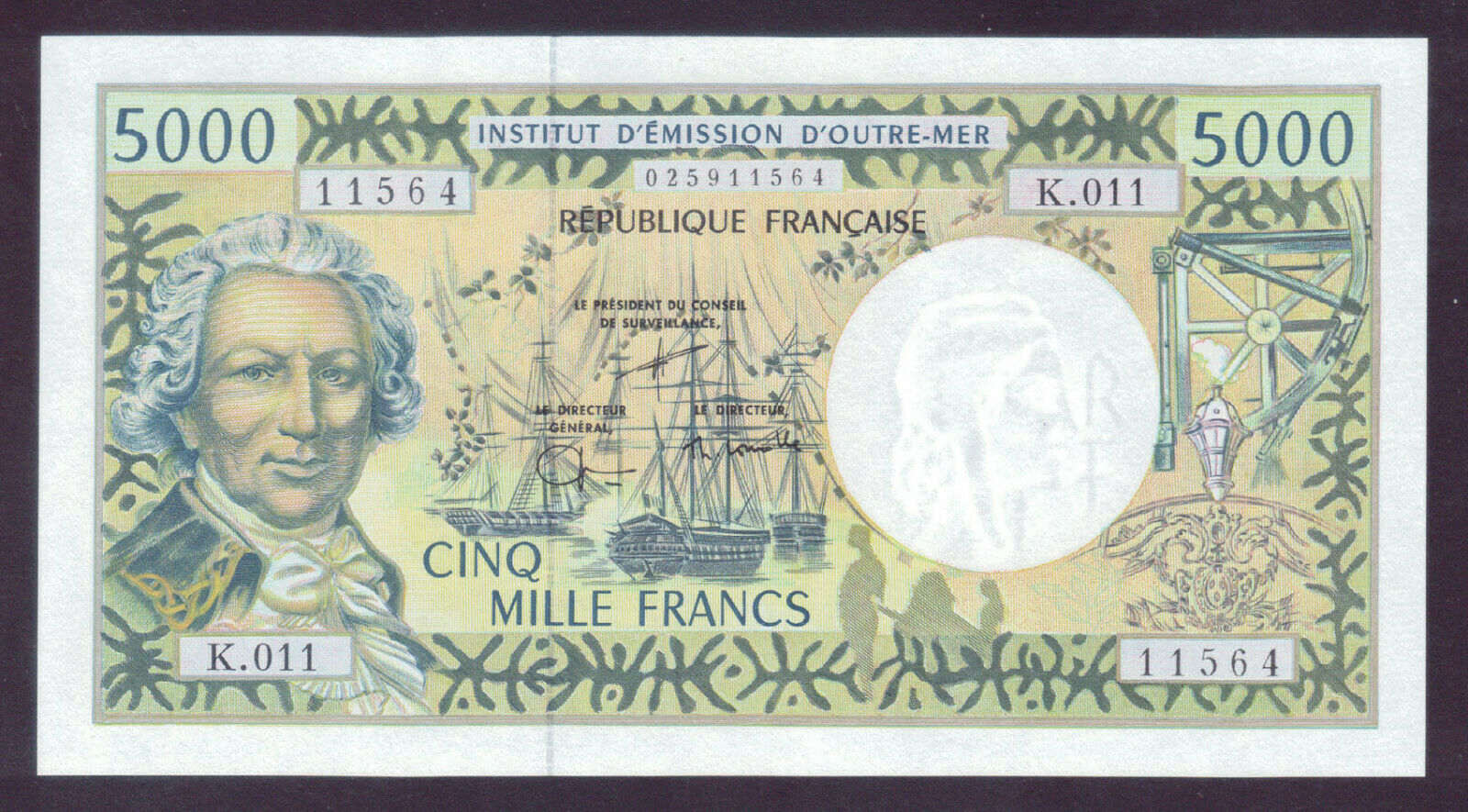 1996 French Pacific Territories 5,000 Francs Unc P.3g