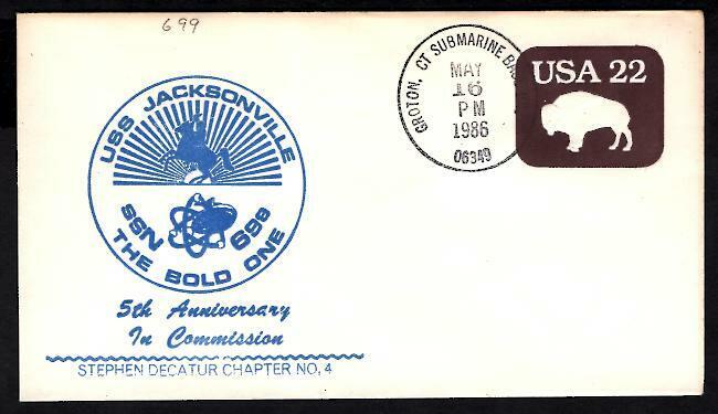 USS Jacksonville SSN 699 May 16 1986 5th Anniv FDC