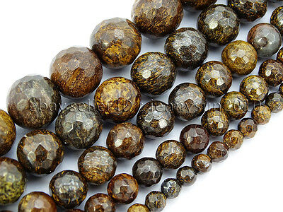 Natural Bronzite Jasper Gemstone Faceted Round Beads 15" 4mm 6mm 8mm 10mm 12mm