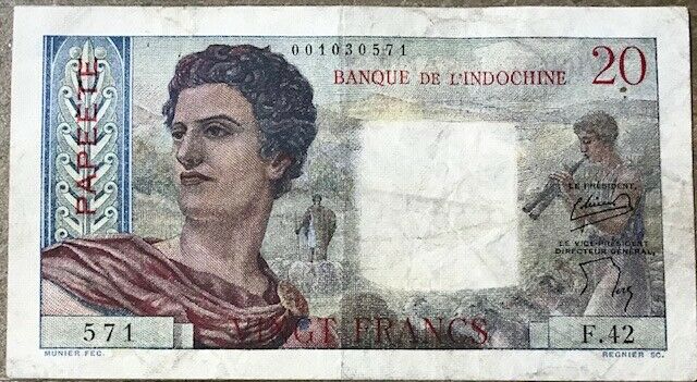 Banque de L'Indochine - TAHITI - Papeete - 20 Francs ND(1951-1963) - Very Fine