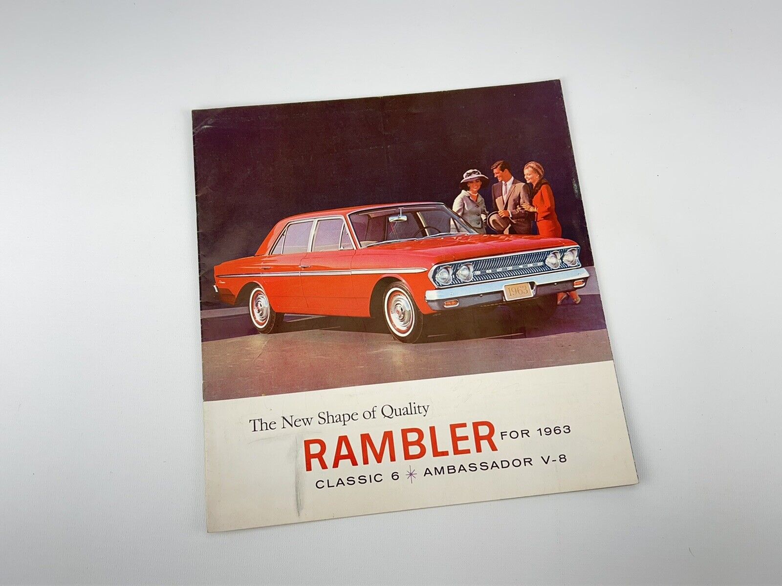 Nash Rambler Advertisement vtg Ad Sign Fold out Pamphlet Ambassador 1963 V8 Car