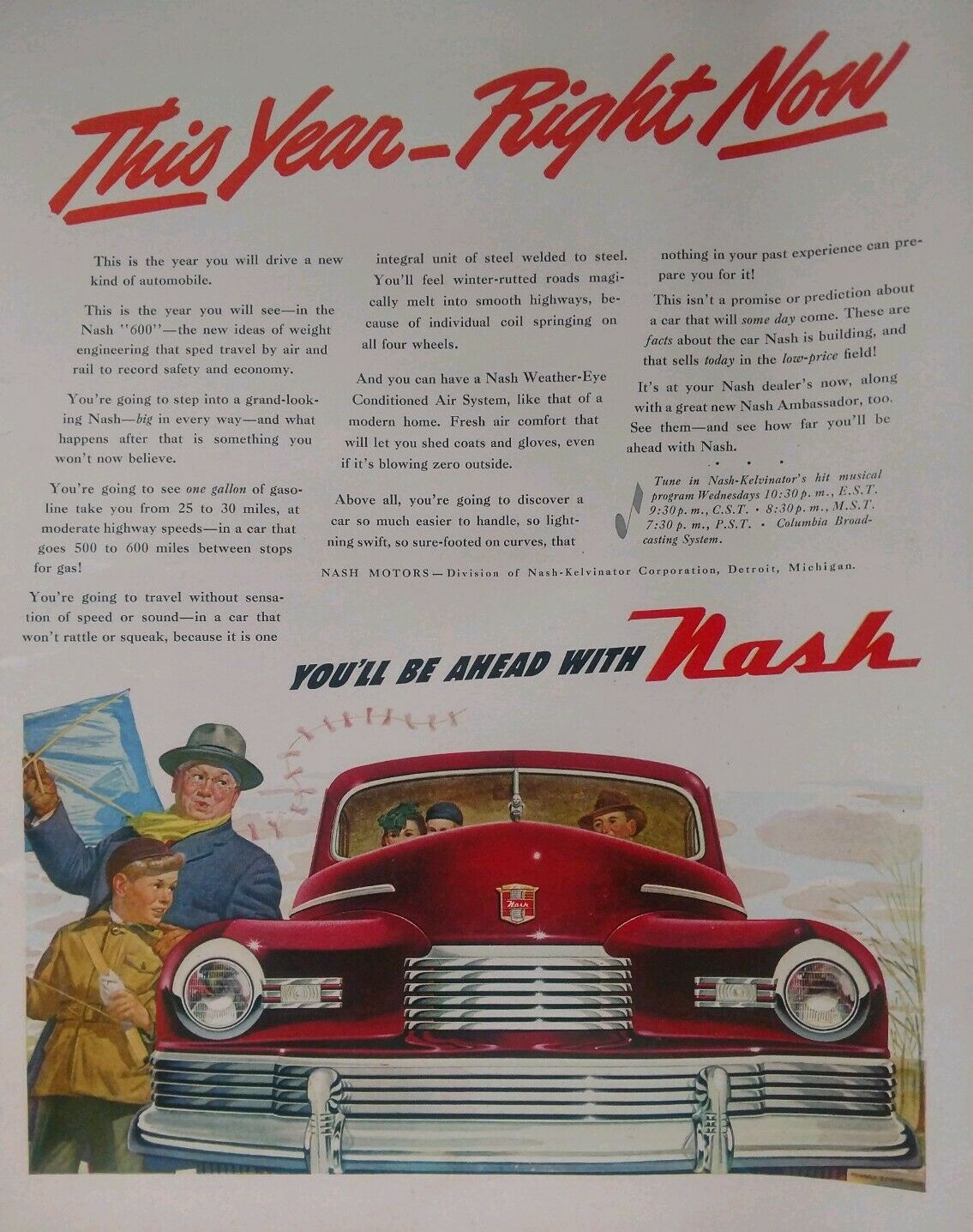 Vintage NASH 600 Automobile Car Garage Transportation Gas Oil Print Ad #1104