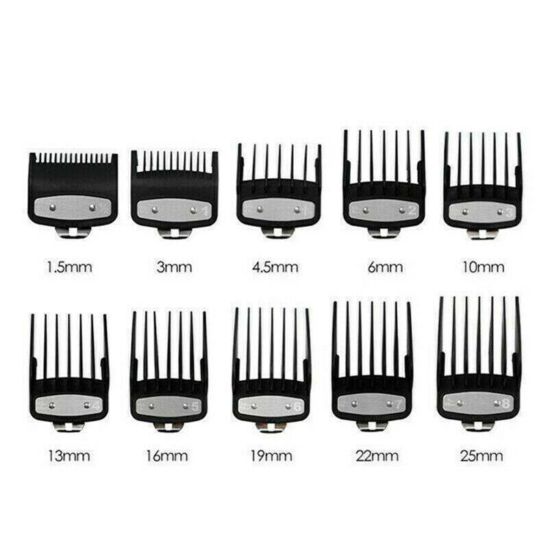 10Pcs Premium Hair Clipper Limit Cutting Guide Comb Guards Tool Set For WAHL