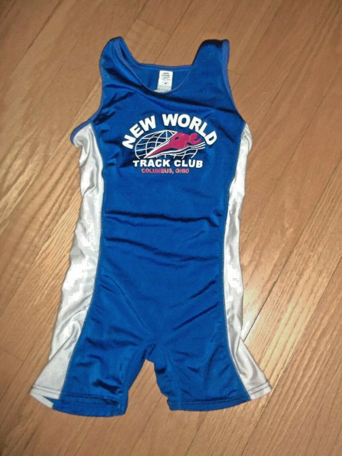 NEW WORLD TRACK CLUB(COLUMBUS OHIO) YOUTH SMALL TRACK RUNNING SUIT USA MADE*EUC*