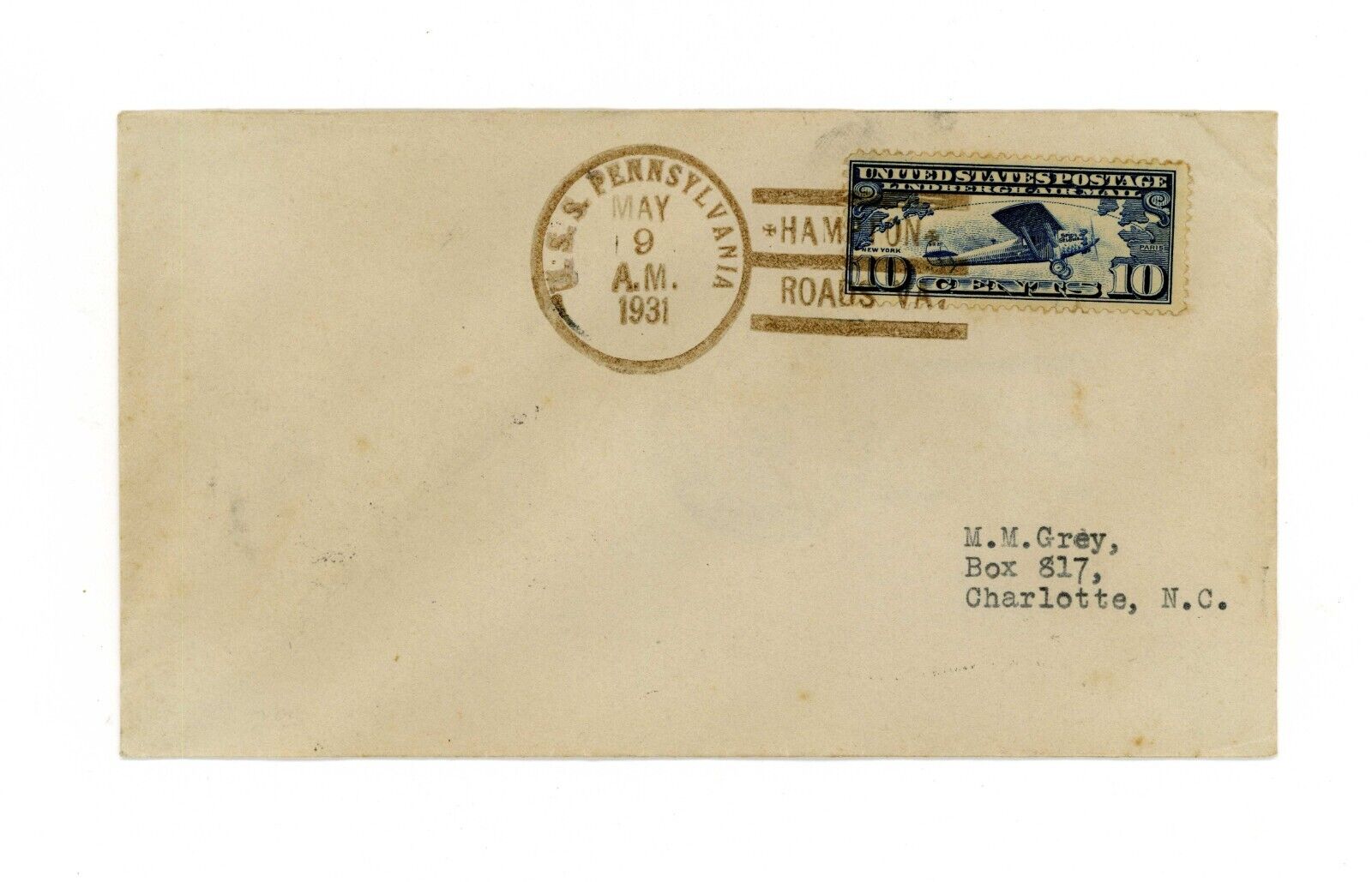 Battleship Navy USS Pennsylvania BB-38 Cover Envelope 1931