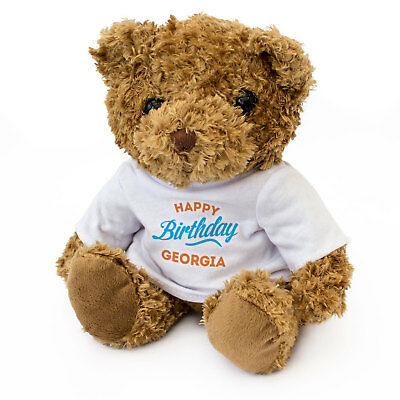 NEW - HAPPY BIRTHDAY GEORGIA - Teddy Bear - Cute And Cuddly - Gift Present