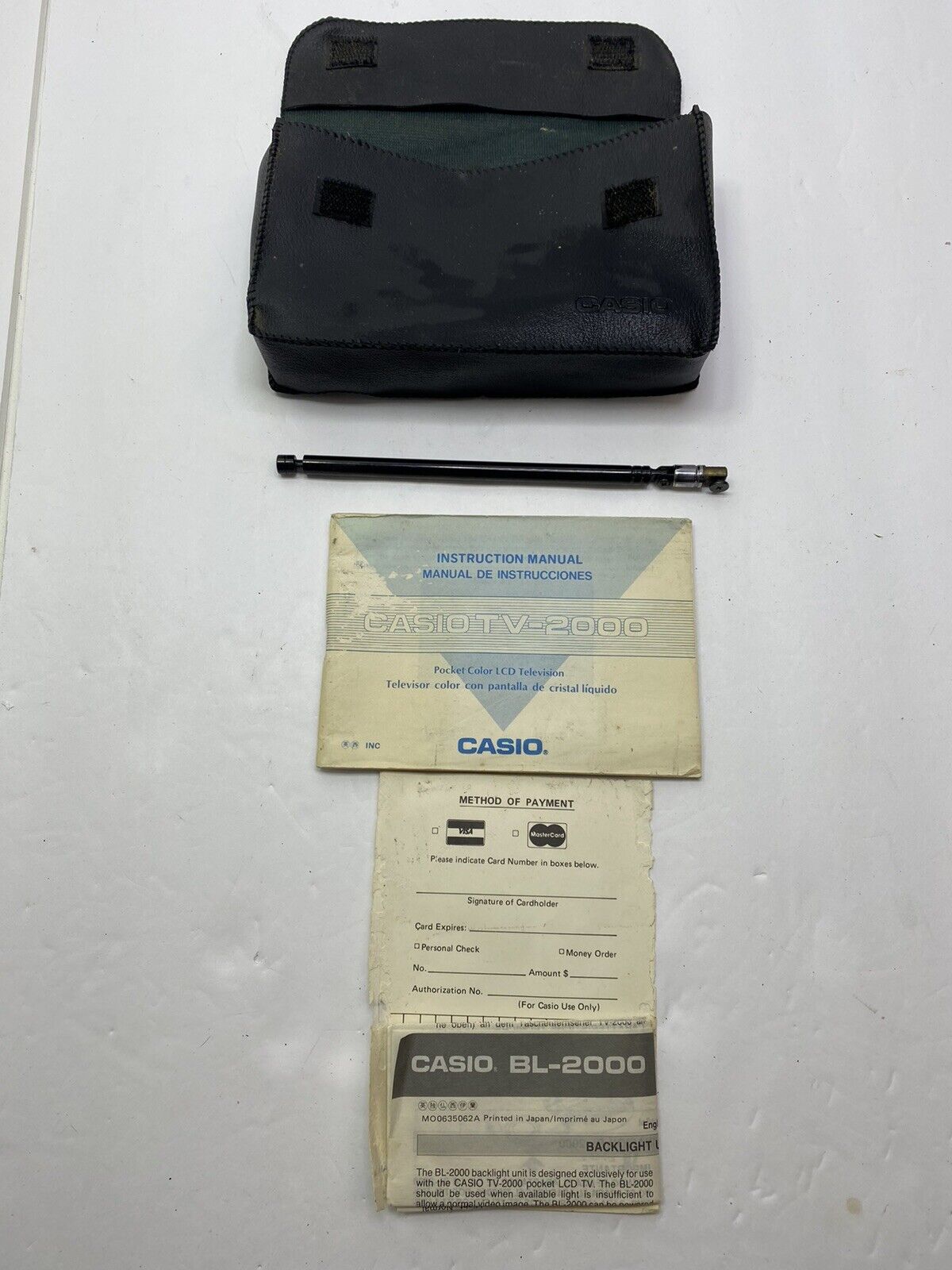CASIO TV-2000 LIQUID CRYSTAL COLOR POCKET TV - REPLACEMENT ANTENNA, Bag & Manual