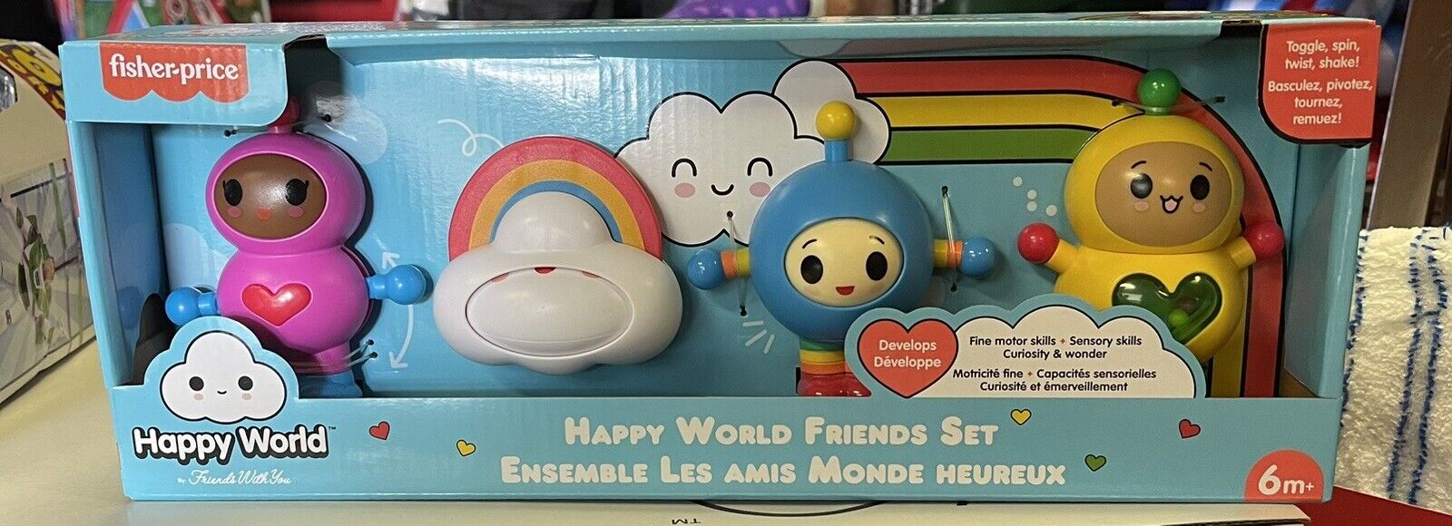 Happy World Friend Set Friends With You Fisher Price Toggle Spin Twist Shake New