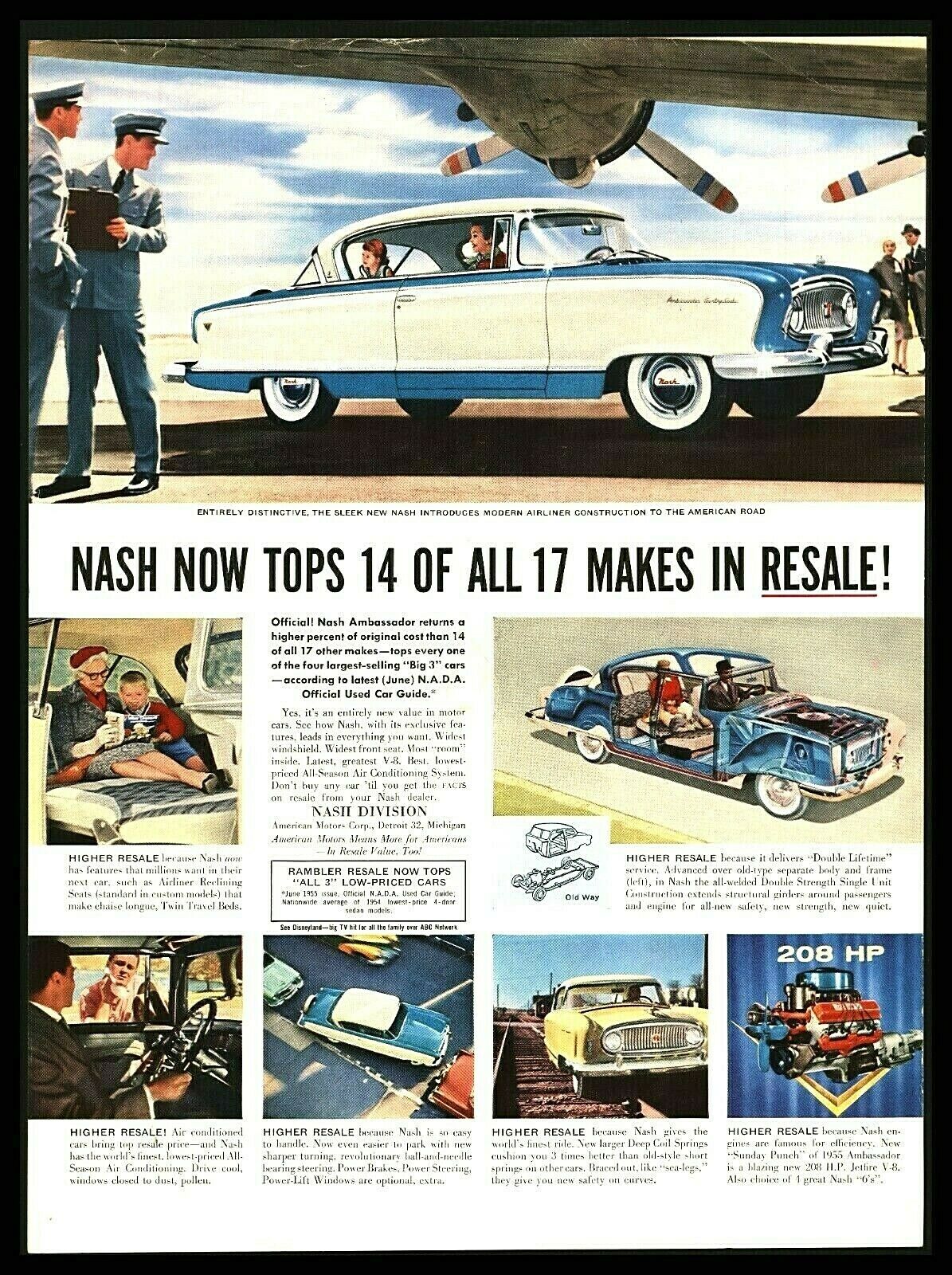 1955 "nash Ambassador Country Club" Car Magazine Print Ad