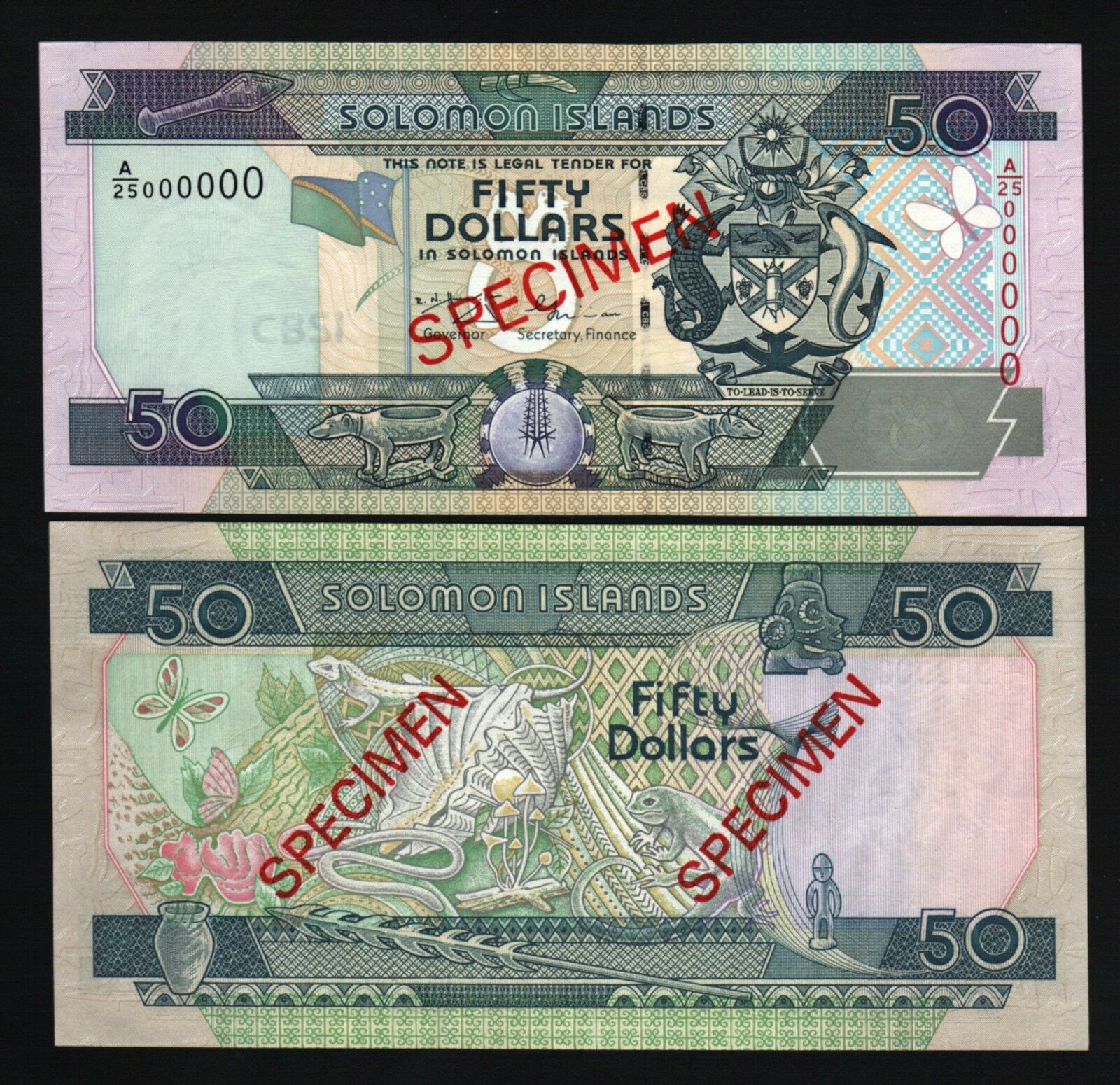 SOLOMON ISLANDS 50 DOLLARS P24 2001 *SPECIMEN* BUTTERFLY UNC  MONEY BANK NOTE